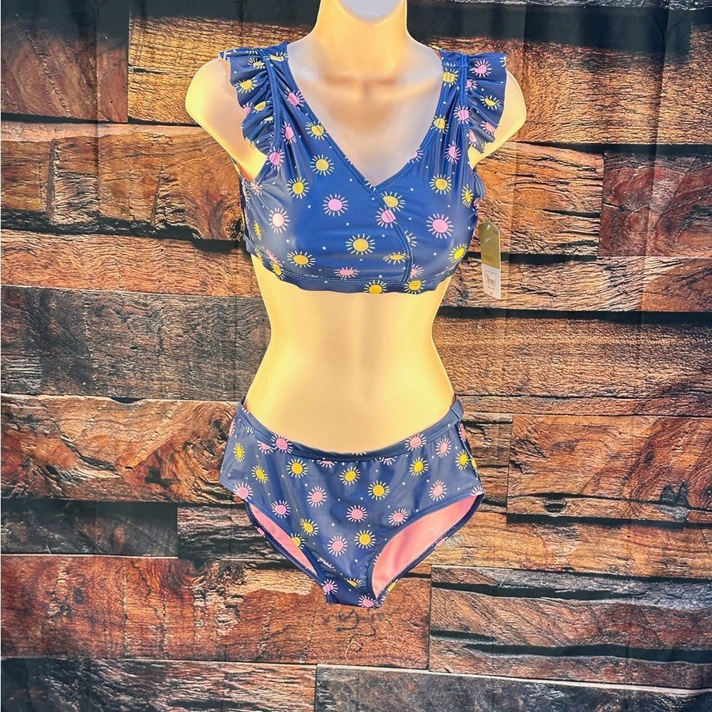 Blue and Pink Sunburst Bikini Set